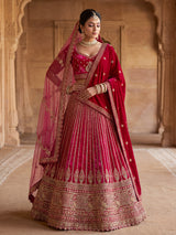 Rani pink silk bridal unstitched lehenga choli collection