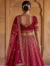 Rani pink silk bridal unstitched lehenga choli collection