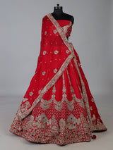 Red raw silk grand bridal lehenga choli collection