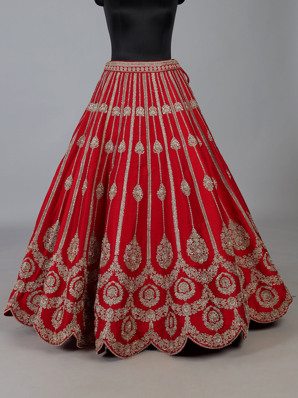 Red raw silk sequins bridal lehenga choli set