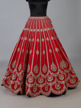 Red raw silk sequins bridal lehenga choli set