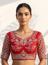 Red raw silk heavy bridal lehenga choli design