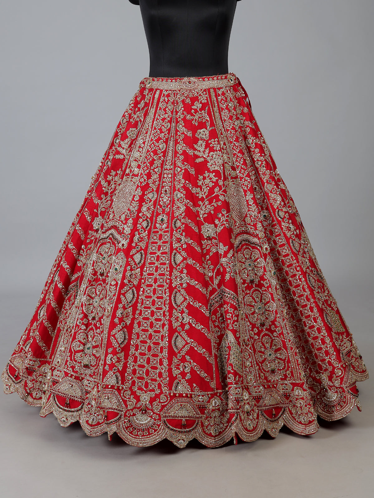 Red raw silk heavy bridal lehenga choli design