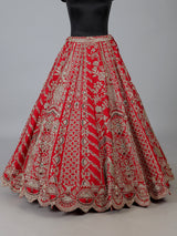 Red raw silk heavy bridal lehenga choli design
