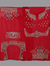 Red raw silk embroidered bridal lehenga choli set