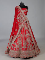 Red raw silk designer bridal lehenga choli elegance