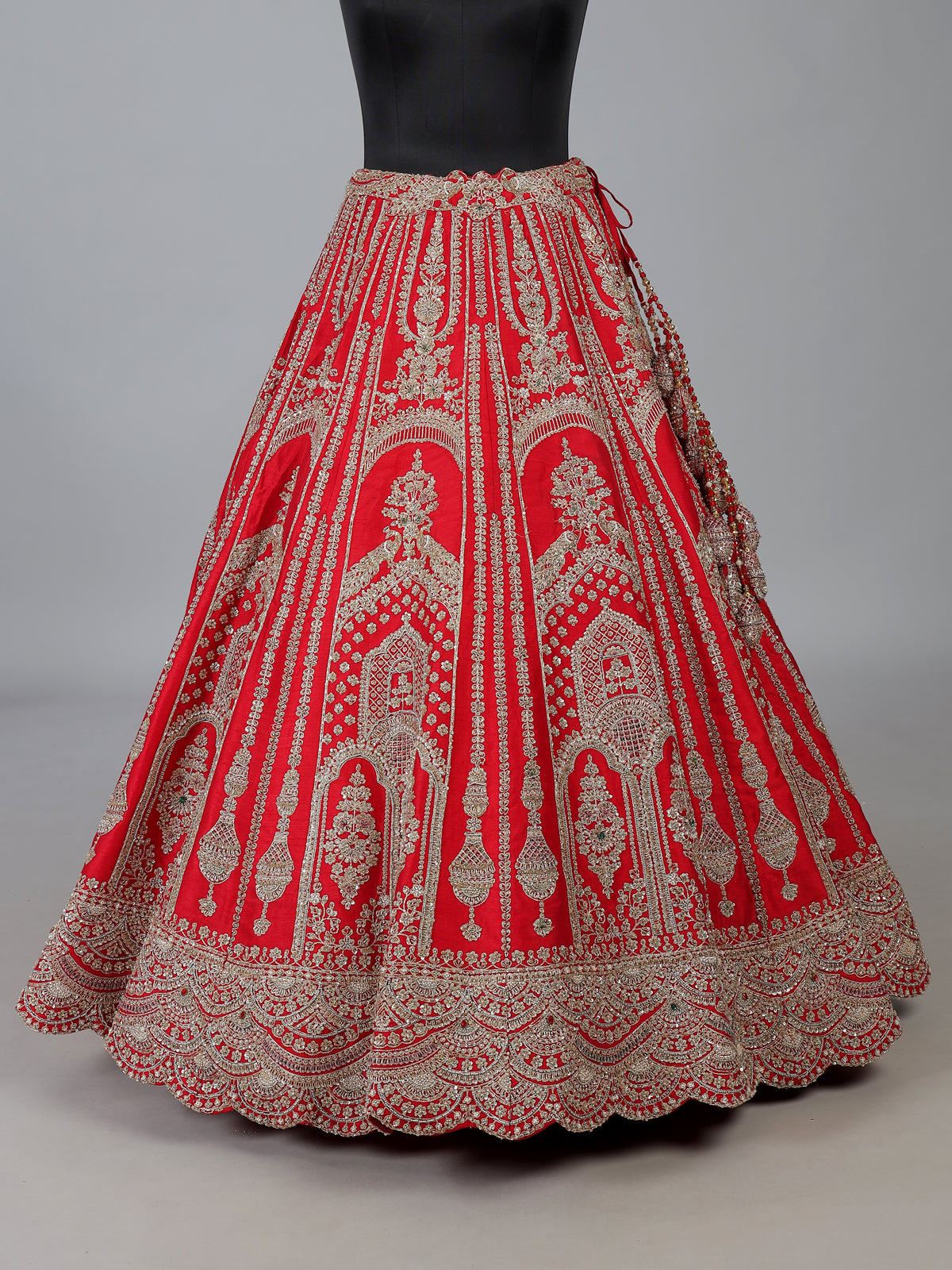 Red raw silk designer bridal lehenga choli elegance