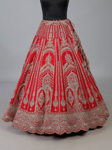 Red raw silk designer bridal lehenga choli elegance
