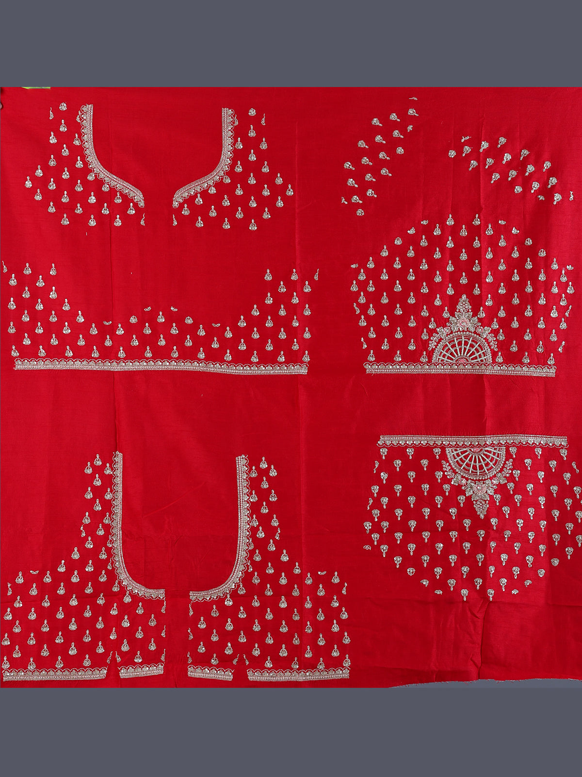 Red peacock embroidered silk lehenga choli with dupatta