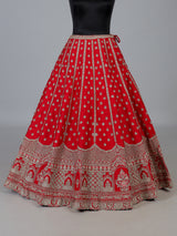 Red premium bridal raw silk lehenga choli