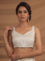 White elegant cotton silk lehenga choli