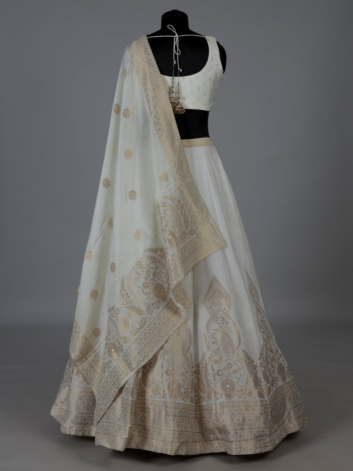 White elegant cotton silk lehenga choli