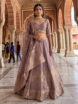 Purple designer dupion silk lehenga choli