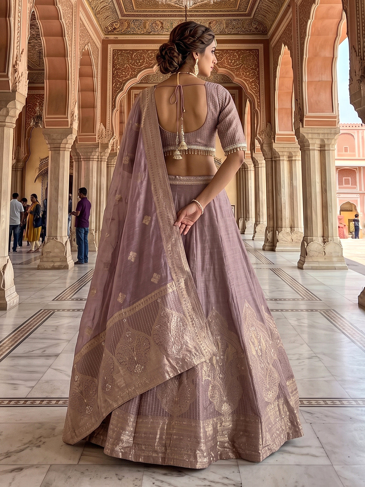 Purple designer dupion silk lehenga choli