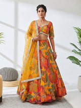 Multi printed chanderi silk lehenga choli