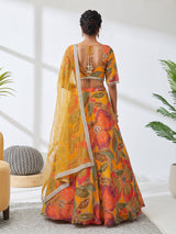 Multi printed chanderi silk lehenga choli