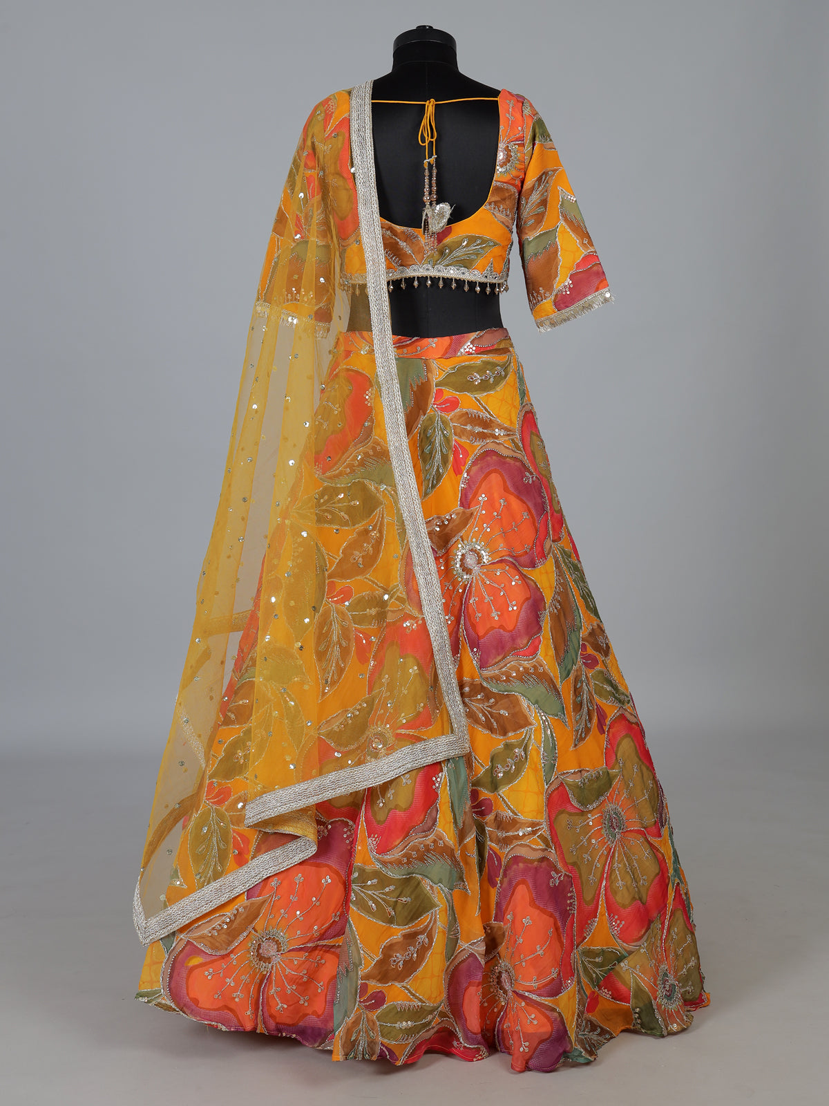 Multi printed chanderi silk lehenga choli