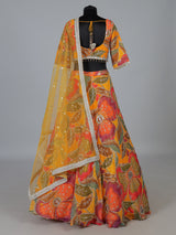 Multi printed chanderi silk lehenga choli