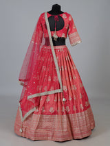Rani pink wedding chanderi silk lehenga choli