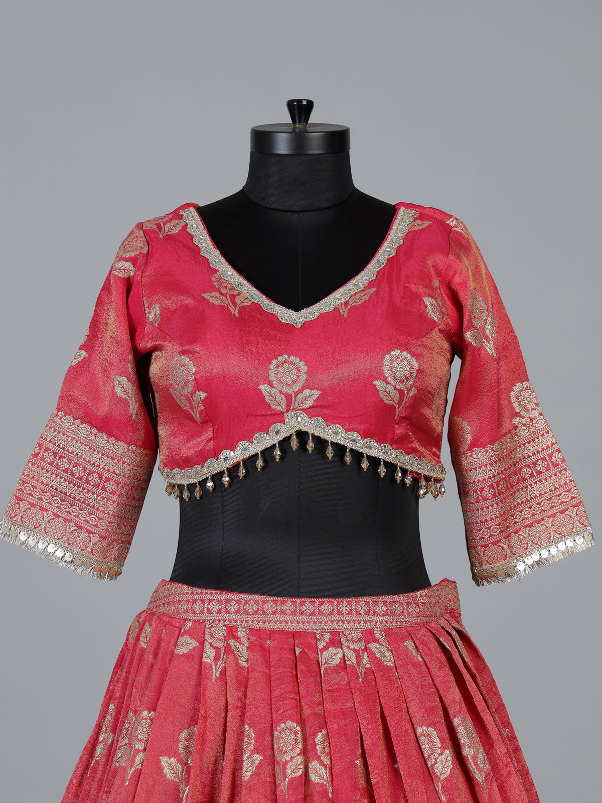Rani pink wedding chanderi silk lehenga choli