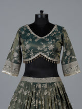 Green designer chanderi silk lehenga choli