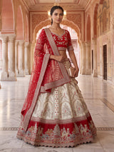 Off white heritage raw silk bridal lehenga choli