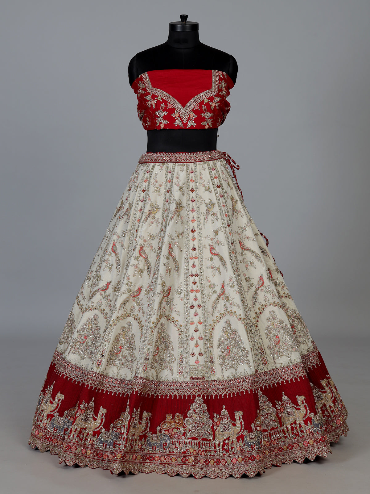 Off white heritage raw silk bridal lehenga choli