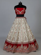 Off white heritage raw silk bridal lehenga choli