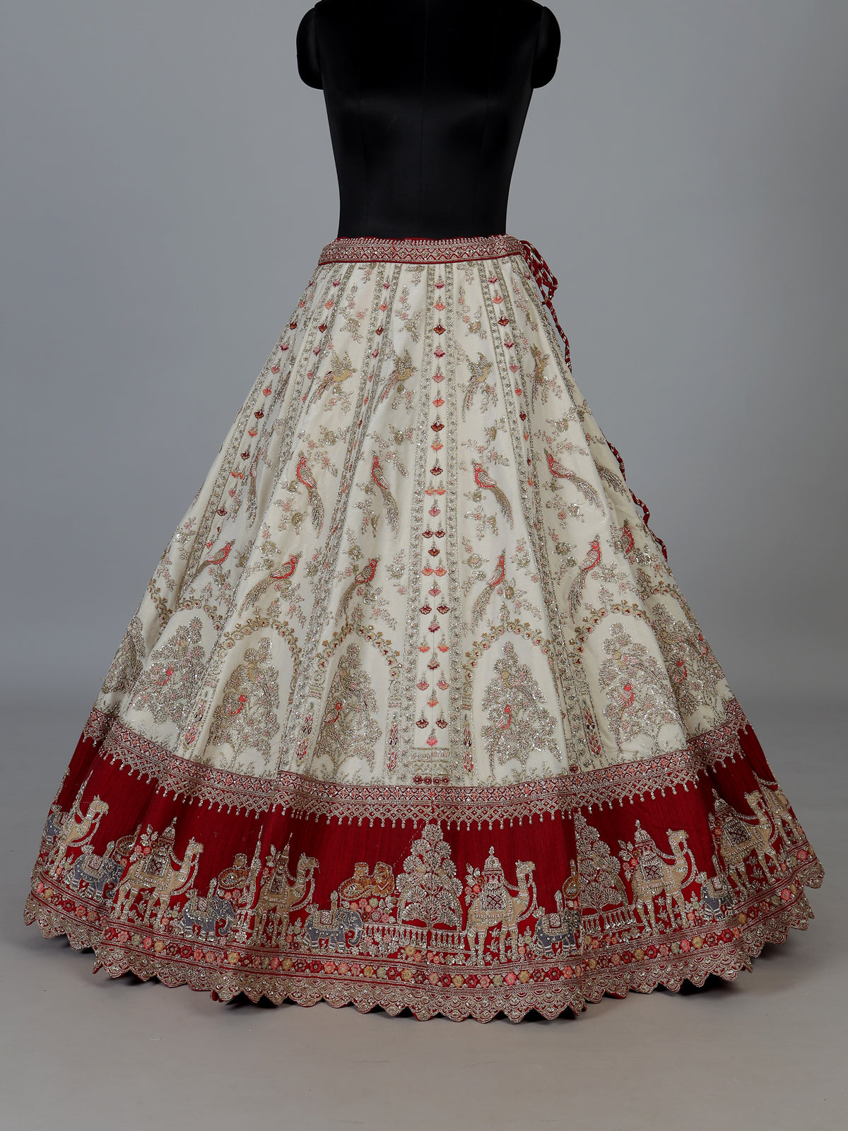 Off white heritage raw silk bridal lehenga choli