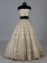 Ivory designer tussar silk bridal lehenga choli