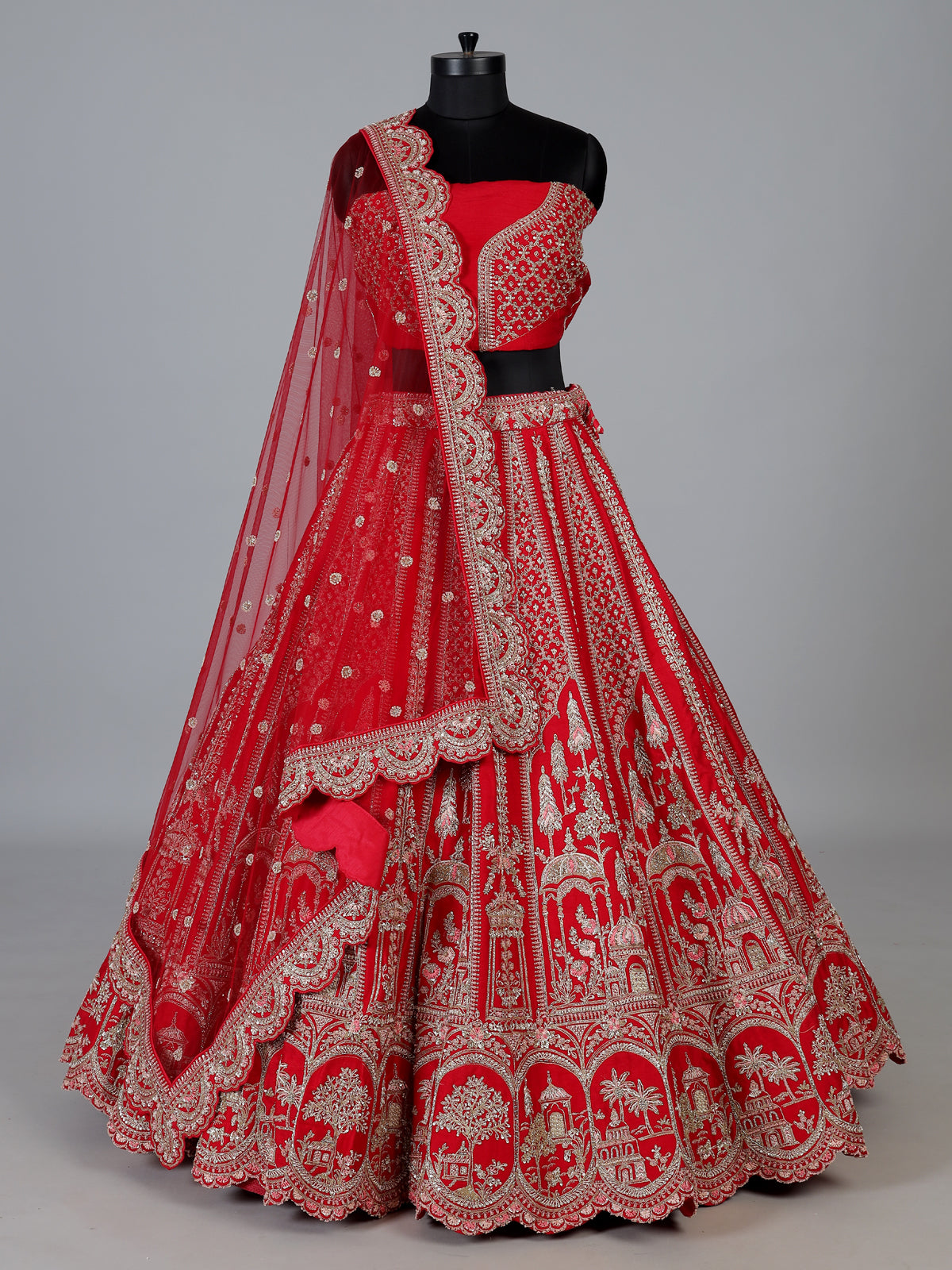 Red wedding wear designer lehenga choli with dupatta