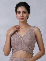 Purple designer net embellished lehenga choli