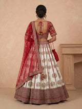 Off white bridal raw silk lehenga choli