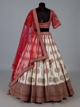 Off white bridal raw silk lehenga choli