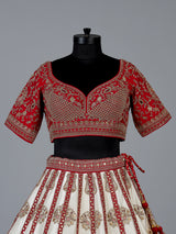 Off white bridal raw silk lehenga choli