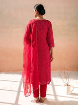 Rani pink bandhani printed straight salwar suit collection