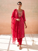 Rani pink bandhani printed straight salwar suit collection