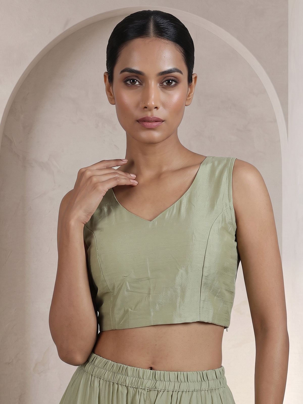 Sea green silk cape style sharara suit ensemble