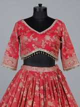 Rust shimmer silk mirror embroidered lehenga choli