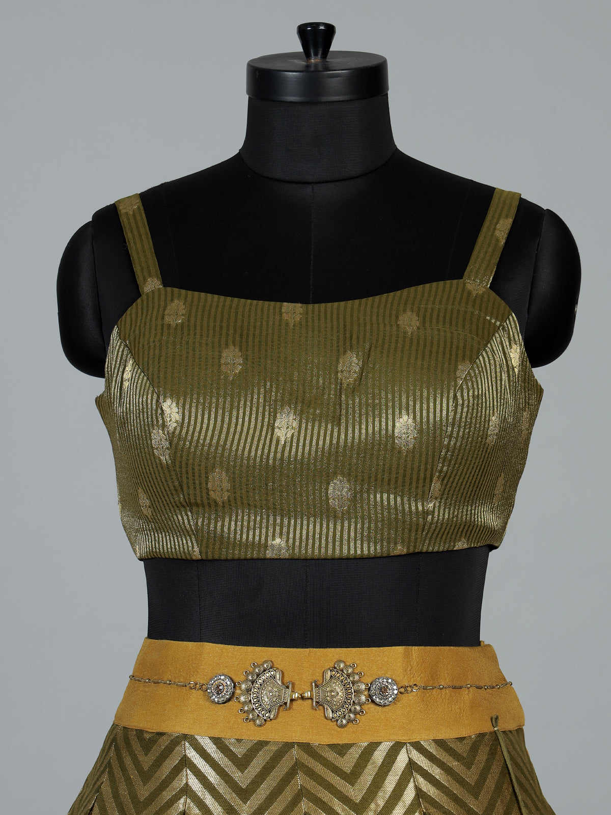 Yellow designer brocade silk jacket lehenga choli