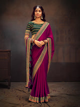 Purple premium banglori silk ethnic designer saree