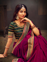 Purple premium banglori silk ethnic designer saree