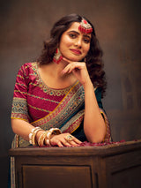 Bottle green traditional banglori silk designer saree