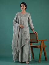 Mint green embroidered satin silk palazzo suit