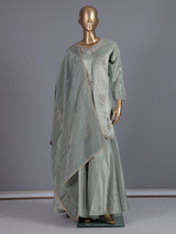 Mint green embroidered satin silk palazzo suit