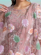 Onion pink designer ready to wear saree with poncho