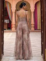 Lilac printed chiffon georgette designer for festive occasions
