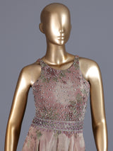 Lilac printed chiffon georgette designer for festive occasions