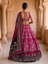 Rani pink banarasi silk printed bridal lehenga choli