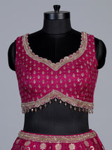 Rani pink banarasi silk printed bridal lehenga choli